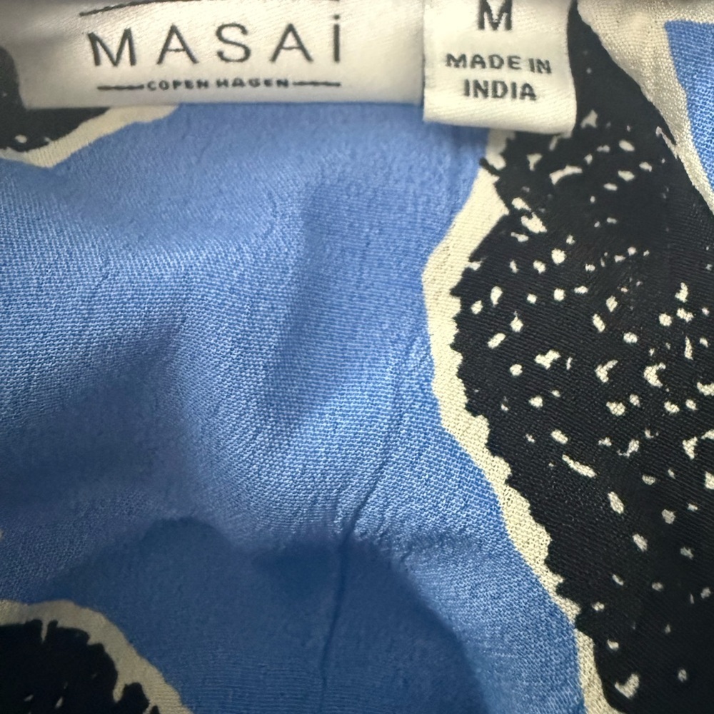 Masai Giovita Tunic Granada Sky Blue and Black Floral  Size Medium - Picture 2 of 11